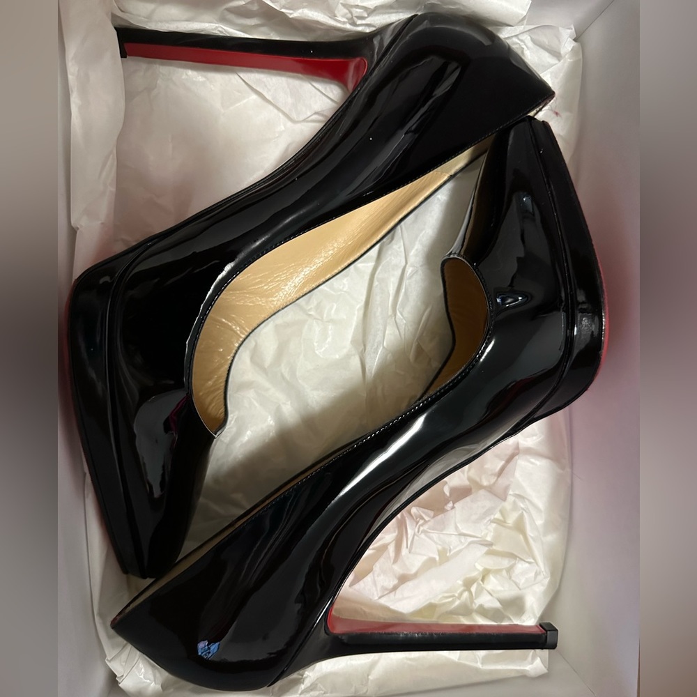 Christian Louboutin 120m black patent leather heel
